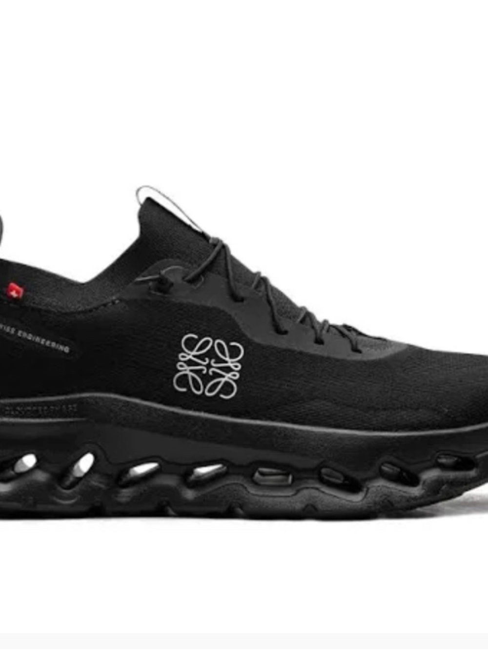 On cloud tilt x Loewe Black Knit Running Sneakers with White Logo